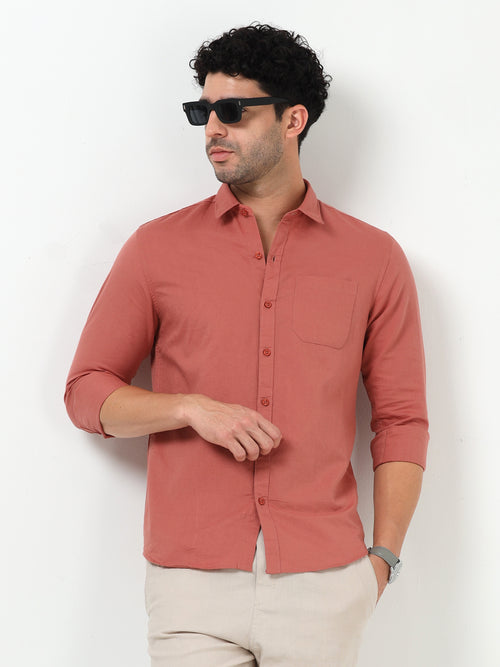 Premium Coral Pink Oxford Solid Shirt
