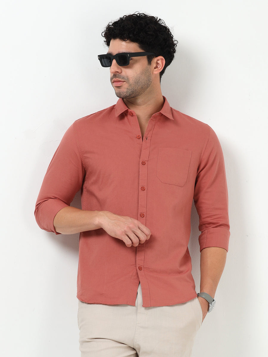 Premium Coral Pink Oxford Solid Shirt