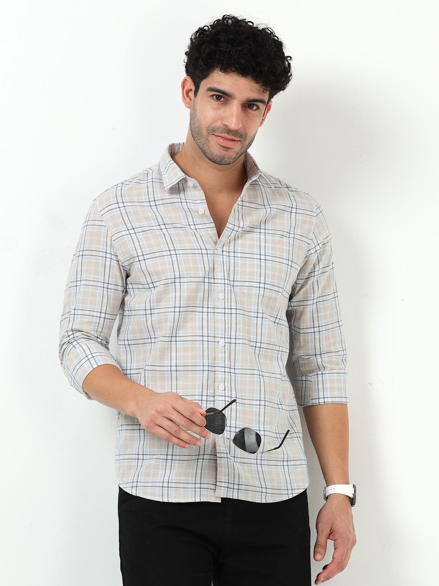 Slub Linen Check Full Sleeve Shirt