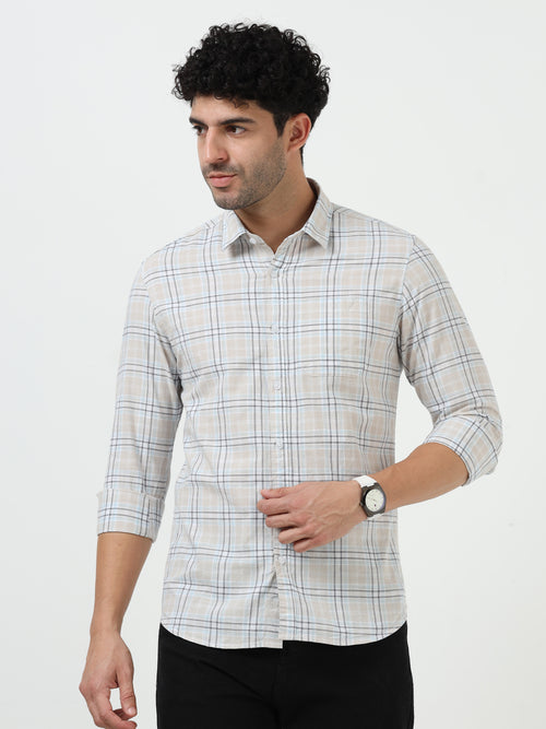 Slub Linen Check Full Sleeve Shirt