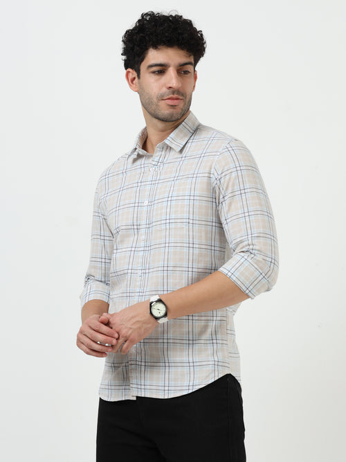 Slub Linen Check Full Sleeve Shirt
