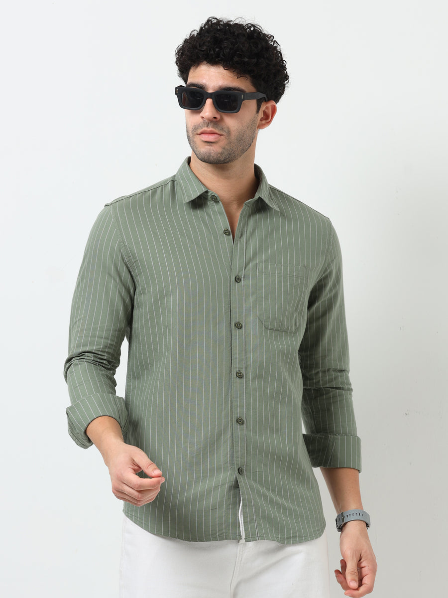 Green Stripe Oxford Full Sleeve Shirt