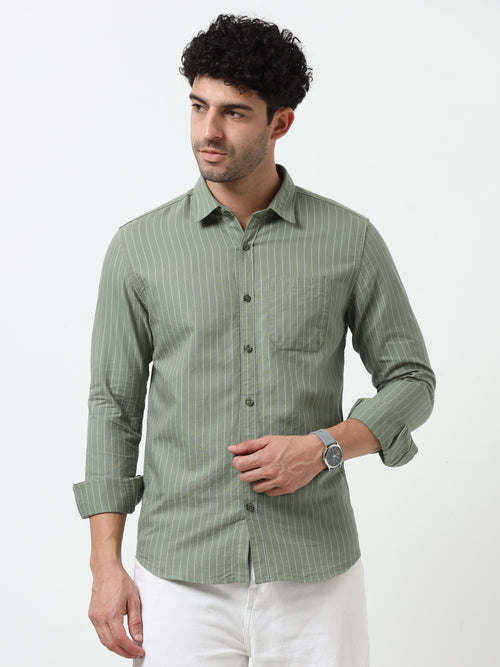 Green Stripe Oxford Full Sleeve Shirt