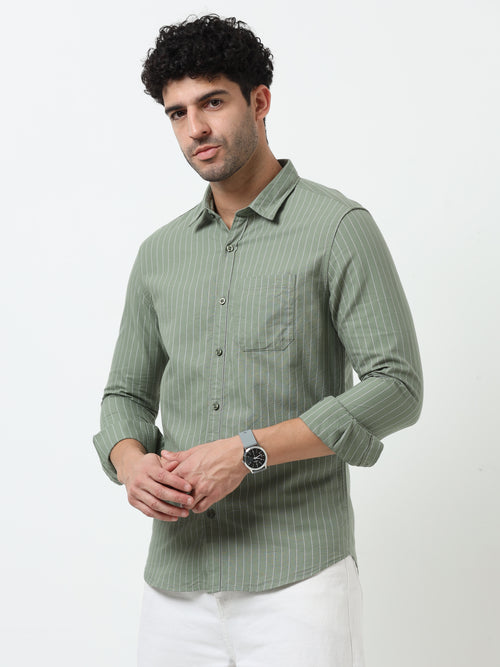 Green Stripe Oxford Full Sleeve Shirt