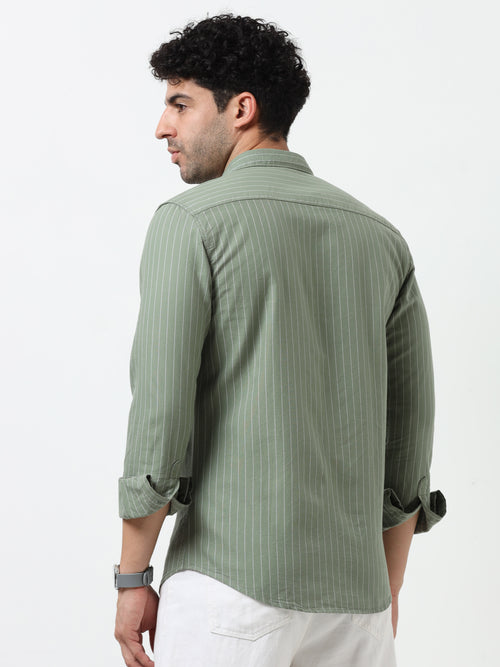 Green Stripe Oxford Full Sleeve Shirt