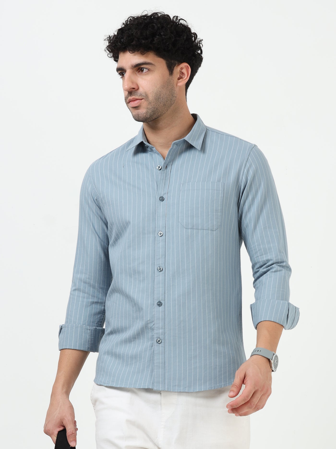 Light Blue Stripe Oxford Full Sleeve Shirt