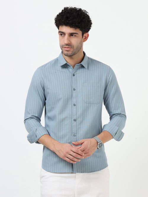 Light Blue Stripe Oxford Full Sleeve Shirt