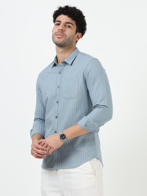 Light Blue Stripe Oxford Full Sleeve Shirt