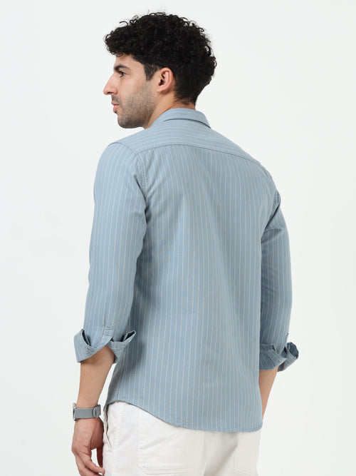 Light Blue Stripe Oxford Full Sleeve Shirt