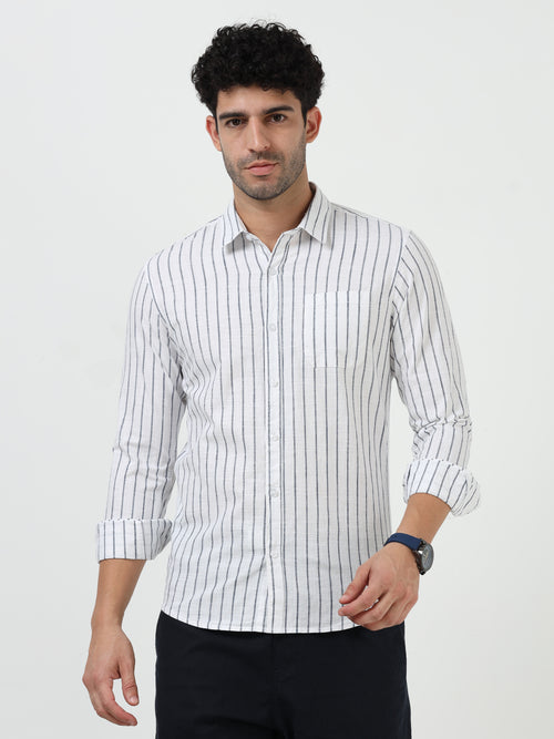 White With Black Stripe Oxford Full Sleeve Shirt