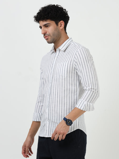 White With Black Stripe Oxford Full Sleeve Shirt