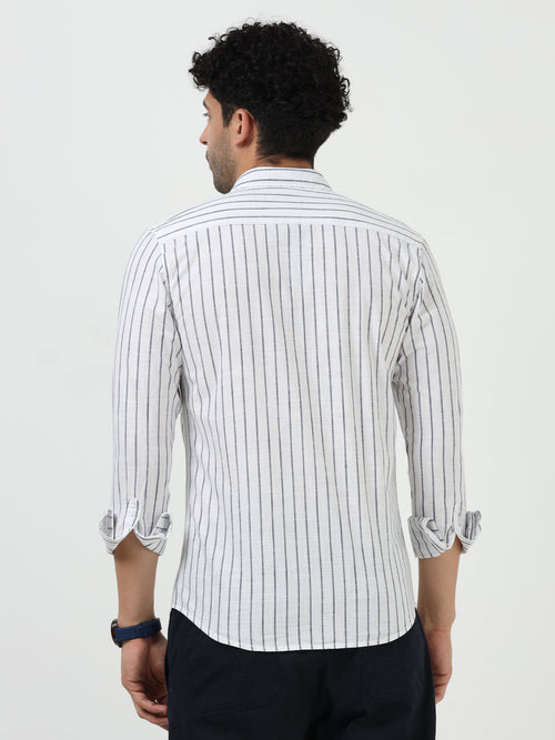 White With Black Stripe Oxford Full Sleeve Shirt