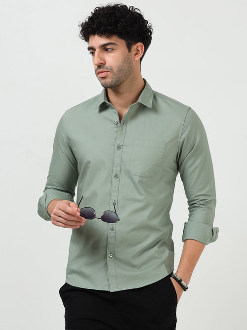 Men’s Classic Light Green Oxford Cotton Full Sleeve Shirt