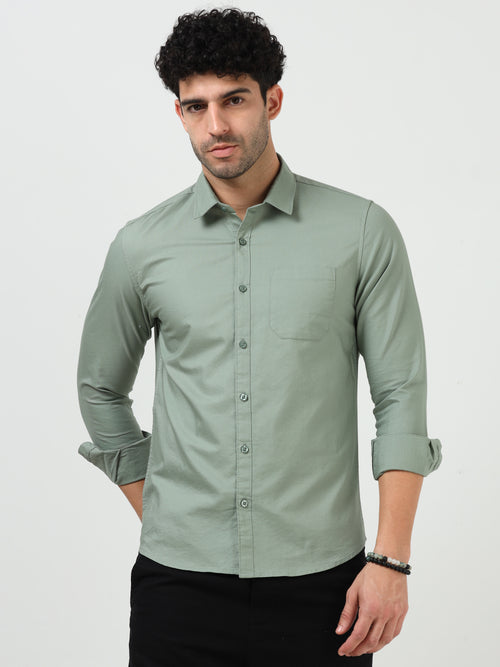 Men’s Classic Light Green Oxford Cotton Full Sleeve Shirt