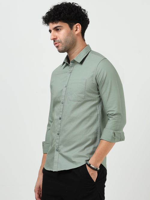 Men’s Classic Light Green Oxford Cotton Full Sleeve Shirt