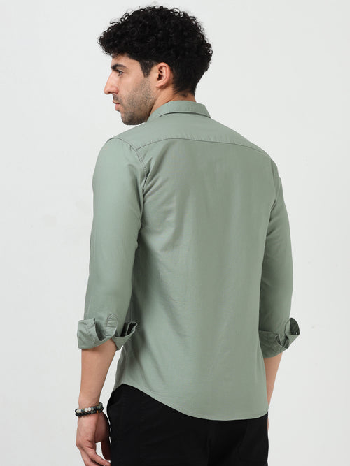 Men’s Classic Light Green Oxford Cotton Full Sleeve Shirt