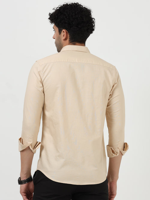 Premium Oxford Solid Light Beige Full Sleeve Shirt
