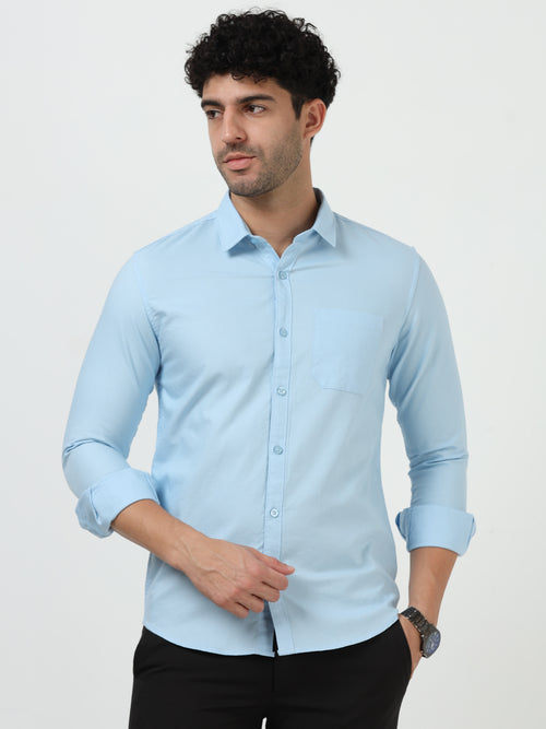 Premium Oxford Solid Light Blue Full Sleeve Shirt