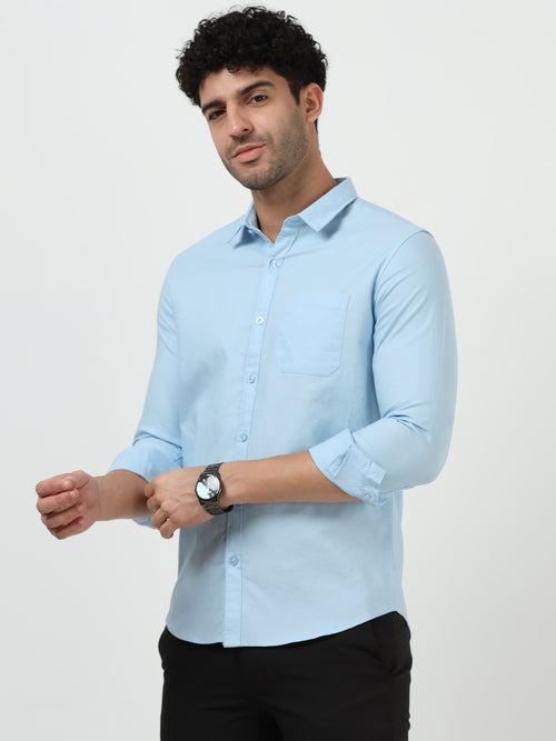 Premium Oxford Solid Light Blue Full Sleeve Shirt