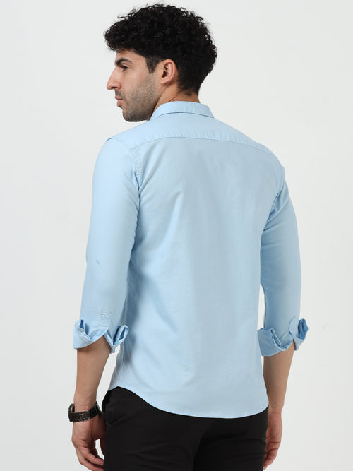 Premium Oxford Solid Light Blue Full Sleeve Shirt
