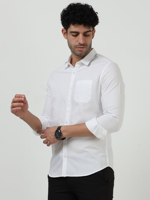 Classic White Solid Oxford Shirt for Men
