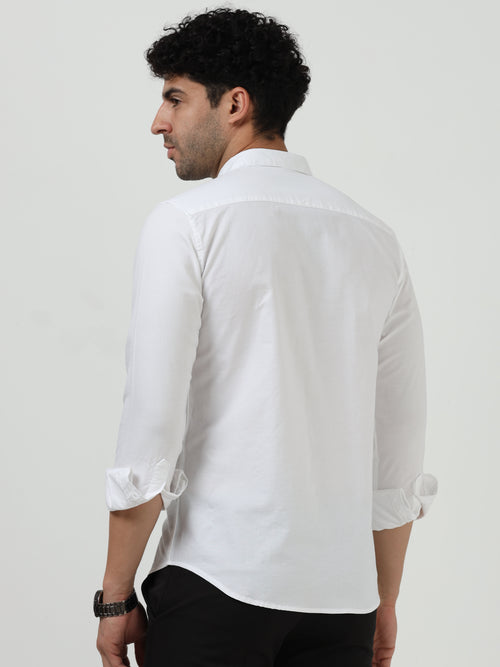 Classic White Solid Oxford Shirt for Men